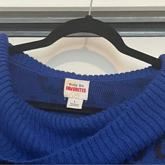 Ruby Rd blue and black sweater w/short sleeves - Picture 2 of 3